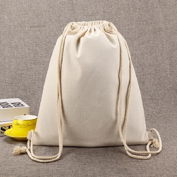100 шт./лот, экологичный прочный рюкзак из хлопчатобумажного полотна на шнурке, сумка для студентов, портативные тканевые сумки для путешествий