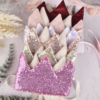 1ШТ INS Детская Золотисто-белая Блестящая Корона на День рождения, Розовая шляпа для вечеринки с украшениями из розового золота, украшение для детского душа, винно-красный головной убор
