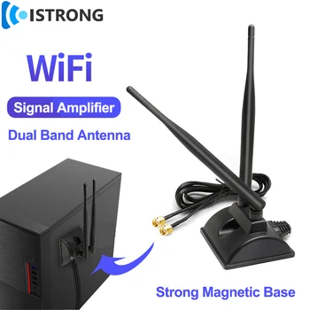 2,4 G 5,8 G WiFi Двухдиапазонный антенный усилитель с магнитным основанием Внешний удлинитель Усилитель сигнала для ПК Беспроводная сетевая карта маршрутизатор