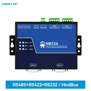 2-Канальный последовательный сервер RS232/422/485 RJ45 Шлюз Modbus CDEBYTE NB124S TCP/UDP/MQTT DC 8-28 В по команде AT Встроенный Сторожевой таймер