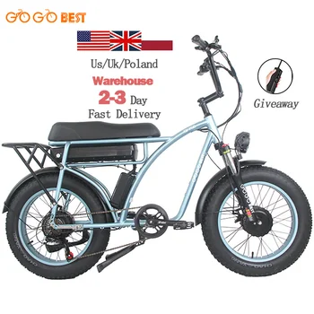 20-Дюймовый Классический Ретро E Bike GF750 С Двойным Мотором 1000 Вт 48 В Со Съемным Аккумулятором, Электрический Гибридный Велосипед