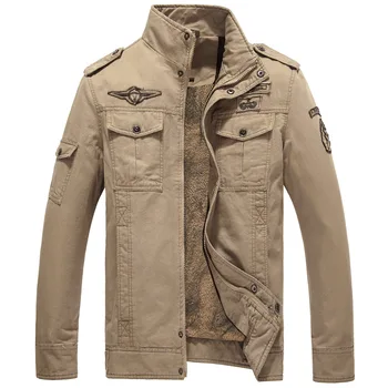 2020 Зимняя куртка-бомбер Мужская куртка пилота ВВС Теплый мужской меховой воротник Мужская армейская тактическая флисовая куртка