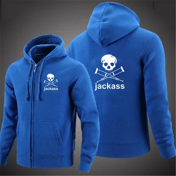 2023 Новый логотип Jackass Forever, изготовленный на заказ, Однотонная мужская толстовка с капюшоном на молнии, куртка с карманом, Повседневная мужская спортивная одежда с капюшоном, топы