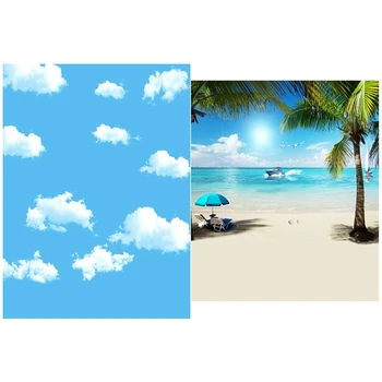 3x5 фУтов Голубого неба с белыми облаками, фон для фотосъемки, студийный реквизит и 3x5 футов летнего морского пляжа