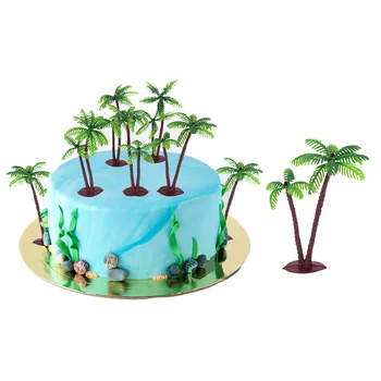 5шт Украшения стола из Кокосовой Пальмы Топпер Для торта Летние Гавайские Тропические Леса Зеленая Пластиковая Кокосовая Пальма Свадебное Украшение