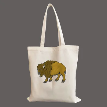 american bison Персонализированная холщовая сумка на заказ Повседневная хозяйственная сумка Индивидуальная сумка-тоут большой емкости женская холщовая сумка
