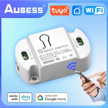 Aubess 10A Smart WiFi Switch Модуль автоматизации умного дома Tuya Беспроводной смарт-переключатель Работает через Alexa Google Home