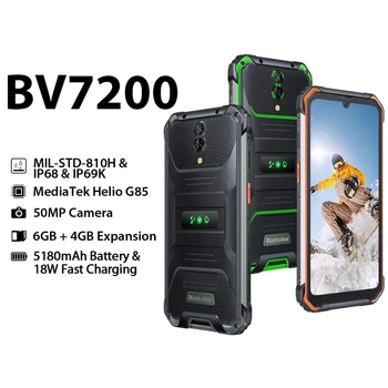 Blackview BV7200 Android 12 Прочный Смартфон 6 ГБ + 128 ГБ Helio G85 Сотовый Телефон 50 Мп Камеры Мобильные Телефоны 5180 мАч