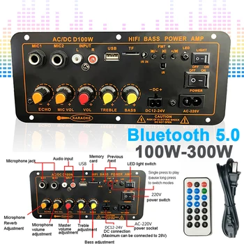 D100 Номинальная Мощность 100 Вт Макс 300 Вт Плата Усилителя Bluetooth Караоке Аудио Динамик Сабвуфер Бас Hifi Плата Усилителя 220V EU