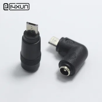 EClyxun 1шт 5.5 x 2.1 мм Женский разъем для Micro USB 90 180 Градусов Мужской 5-Контактный Разъем Питания постоянного Тока Адаптер для V8 Android