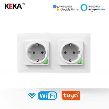 KEKA Smart Штепсельная вилка европейского стандарта 2/3 power socket Умный настенный выключатель работающий с Alexa Google Home IFTTT Smart Life