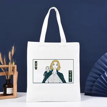 Tokyo Revengers Shopping Bag Женская Холщовая Сумка Через плечо С Графическим Рисунком Harajuku Shopper Bag Женская Ulzzang Забавная Эко-сумка Большой емкости