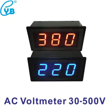 YB5130B Светодиодный Цифровой Вольтметр Переменного Тока 220 В 380 В Двухпроводной Измеритель Напряжения Вольт Панельный Измеритель Переменного Напряжения Монитор Voltmetro 0,8