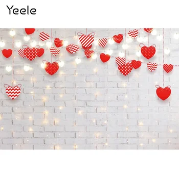 Yeele Valentine's Day Белая Кирпичная Стена Love Heart Light Боке Фон Для Фотосъемки Фотографические Фоны Для Фотостудии