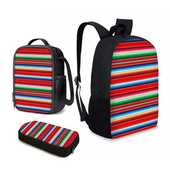YIKELUO 3D Мексиканское одеяло в полоску, молодежная сумка для ноутбука большой емкости, водонепроницаемый рюкзак для путешествий на открытом воздухе с застежкой-молнией, сумка для ланча
