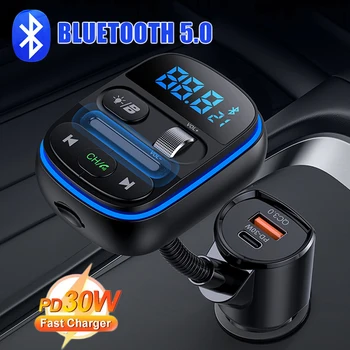 Автомобильный MP3-плеер Bluetooth 5,0 FM-Передатчик PD30W USB QC3.0 Быстрое Зарядное Устройство USB MP3-Плеер для автомобиля Поддержка Громкой связи
