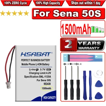 Аккумулятор HSABAT 1500 мАч для мотоциклетной Bluetooth-гарнитуры Octelect Sena 50S/30K, замена внутренней связи в шлеме-штекер