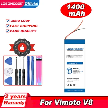 Аккумулятор для Bluetooth-гарнитуры LOSONCOER 1400 мАч для мотоциклетной гарнитуры Vimoto V8