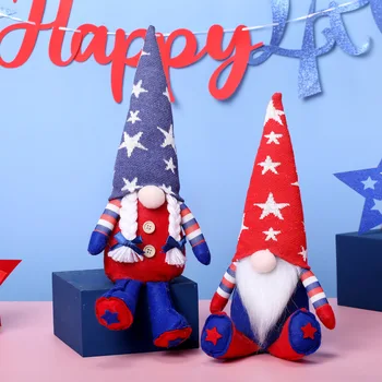 Американский флаг, полосы Дня Независимости, Пентаграмма, кукла-карлик, Эльф, Длинные ноги, кукольный орнамент