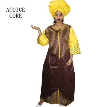 африканские платья для женщин, модный дизайн, новое дизайнерское платье с вышивкой в африканском стиле, длинное платье с шарфом, два предмета, один комплект A068#