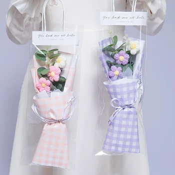 Букет искусственных цветов, связанный крючком, Подарок ко Дню матери для мамы, Подарочные аксессуары ко Дню учителя