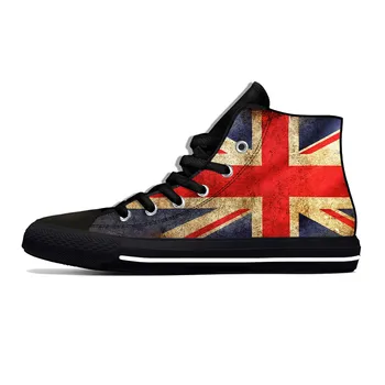 Великобритания Англия Юнион Джек Флаг Великобритании Повседневная тканевая обувь С высоким берцем Удобные Дышащие мужские И женские кроссовки с 3D принтом