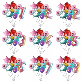 Воздушные шары-русалки 32 дюйма Номер 1-9 Воздушный шар из фольги для девочек, украшения для Дня рождения, Русалка, посуда для душа, Глобусы для детского душа
