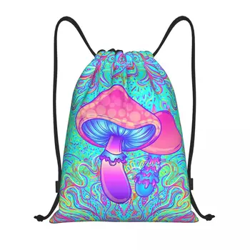Волшебный гриб, Психоделический Неоновый рюкзак с завязками в пастельно-готическом стиле, Женский, мужской, спортивный рюкзак для спортзала, Складная сумка для покупок, мешок