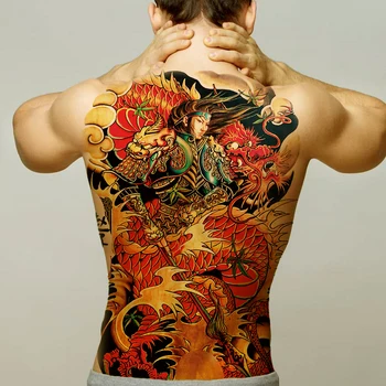 временные татуировки мужчины женщины сексуальная наклейка боди-арта большая татуировка на спине мальчики водонепроницаемая поддельная татуировка съемный дракон волк тигр