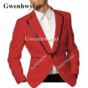 Гвенвифар, Новый Трендовый мужской Однобортный Свадебный костюм из 2 предметов В Особом стиле, Лучший мужской Красный Пиджак С Брюками