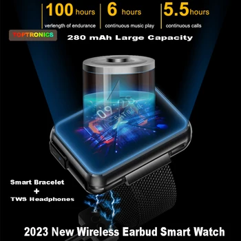 Горячие продажи 2 в 1 Tws Беспроводная Bluetooth Гарнитура Смарт-Часы Мужские 1,4 