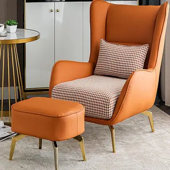 Диван Nordic Стулья для гостиной Кресло для отдыха на открытом воздухе Дизайн Ленивого кресла для чтения Оранжевый Fauteuil Мебель для салона WSW40XP