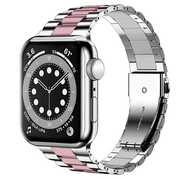 для Apple watch 6 se ремешок 44 мм 40 мм модернизированный разъем ремешок из нержавеющей стали для iwatch серии 5 4 3 ремешка 42 мм 38 мм браслет