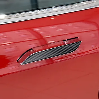 Для Tesla Model S 2014-2019 Наружная дверная ручка Защитная крышка панели Наклейки Декоративная отделка из углеродного волокна Наклейка на автомобильный аксессуар