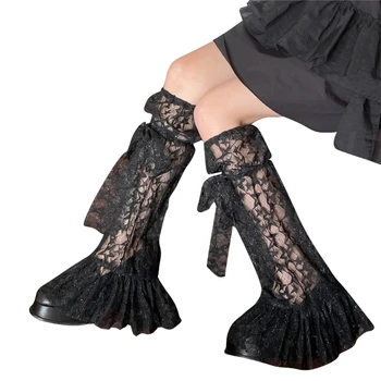 Женские гетры-чулки-ботфорты в стиле Лолиты, носки с кружевной отделкой в японском стиле, модные гетры для вечеринок 80-х, танцевальные гетры для ног