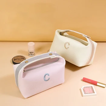 Женский косметический органайзер для хранения косметичек с вышитой буквой C, дорожная сумка для туалетных принадлежностей, сумка для стирки oрганайзер для косметики