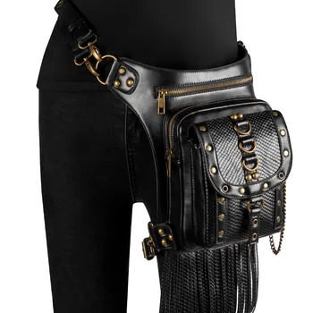 Женщины мотоцикл Waistbag сумка металлическая цепочка с кисточками панк поясная сумка PU кожаный через плечо сумка маленький рюкзак