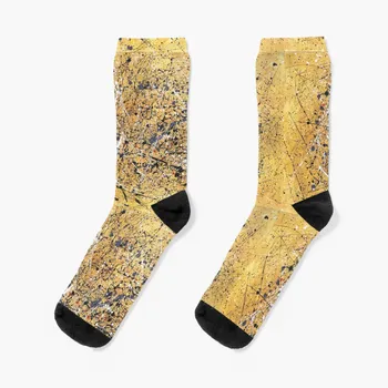 Живопись в стиле Джексона Поллока, Экшн-живопись, Капающее искусство, Желтые художественные носки, Забавные носки, подарки для мужчин