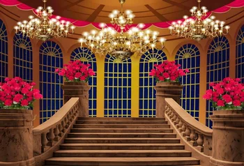 замок принцессы Дворец Бальный зал Свадьба день рождения фото фон фон для фотосъемки студия плакат баннер