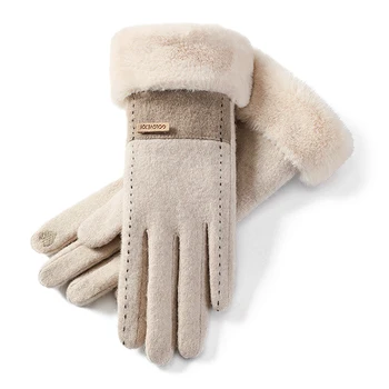 Зимние теплые шерстяные перчатки для женщин, перчатки для текстовых сообщений с сенсорным экраном, Варежки, Аксессуары для зимних видов спорта, Велосипедные лыжные принадлежности.
