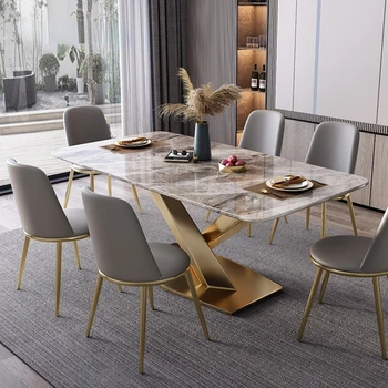 Золотые передвижные столики, Легкие Роскошные Изготовленные на заказ Мраморные Итальянские обеденные столы, стулья, Современная креативная Минималистичная кухонная мебель WH1