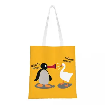 Изготовленные на заказ холщовые сумки для покупок Noot Noot Honk Honk Женские многоразовые сумки для покупок Pingu Cartoon Tote