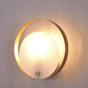 Круглый скандинавский современный Новый Китайский светильник, Роскошная медь, простой рабочий коридор, модель прикроватной тумбочки для спальни, настенный светильник