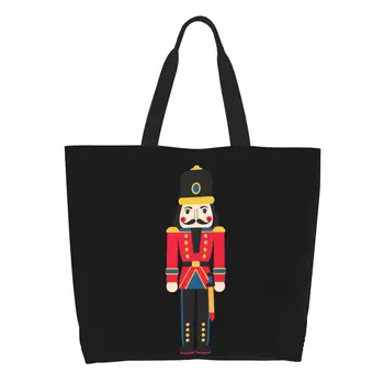 Кукла Щелкунчик Сумки для покупок из бакалеи, холщовая сумка для покупок с принтом, большая вместительная портативная сумка для игрушек-солдатиков из мультфильма