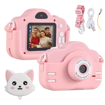 Мини-мультяшная детская цифровая камера Видеокамера 1080P с двойным объективом, 2,0-дюймовый IPS-экран, 4-кратный зум для мальчиков и девочек, Рождественский подарок на День рождения