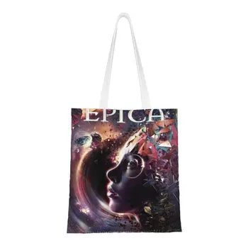 Многоразовая хозяйственная сумка Epicas дэт-метал-рок-группы, женская холщовая сумка-тоут, моющиеся сумки для покупок в продуктовых магазинах