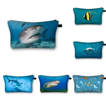 Морской организм Акула рыба-клоун, водонепроницаемая косметичка, сумки для девочек, Интересный кошелек, сумки для хранения, подарок