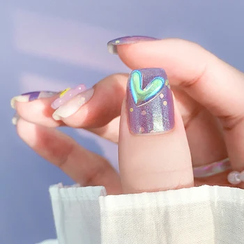 Наклейки для ногтей без печати Mind-seal в клетку в форме сердца сине-фиолетового цвета ins wind наклейки для ногтей с нашивками для ногтей