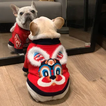 Новогодняя одежда для домашних животных собаки кошки Фаду щенки тедди-шнауцера осенние и зимние модели свитер 