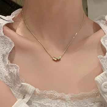 Новое креативное легкое роскошное ожерелье с подвеской в виде цилиндра из Циркона для женщин Золотого, серебряного цвета, цепочка для ключиц, Корейская бижутерия